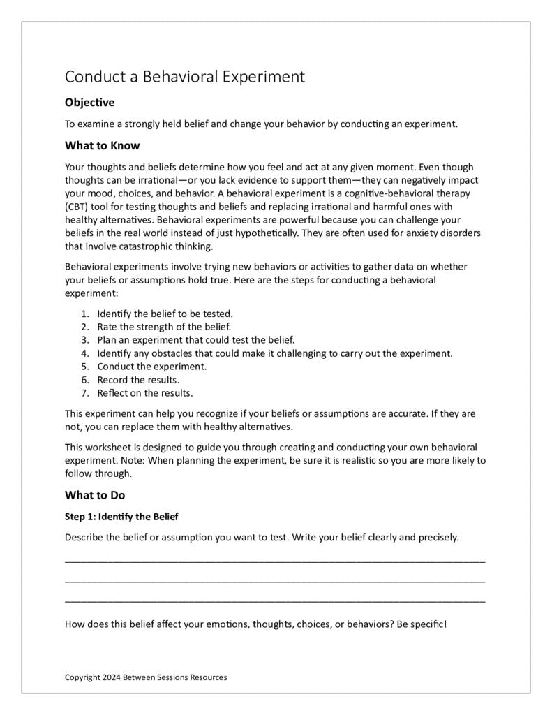 Behavior Lab Experiments Conduct a Behavioral Experiment to Address Your Problems – The ...