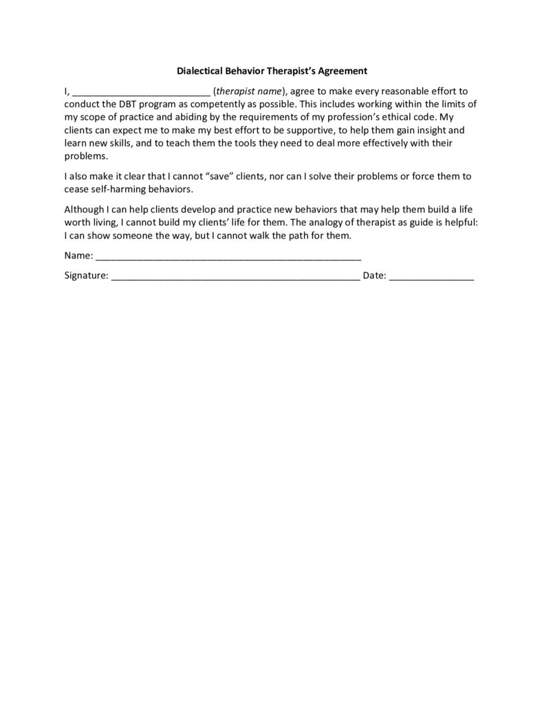 Dbt Contract Example Dialectical Behavior Therapy (DBT) Client Agreement – The Counseling Store