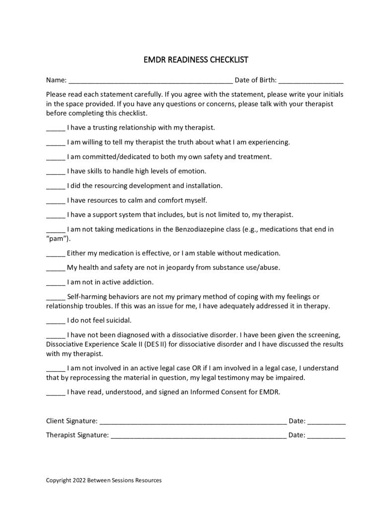 EMDR Readiness Checklist – The Counseling Store