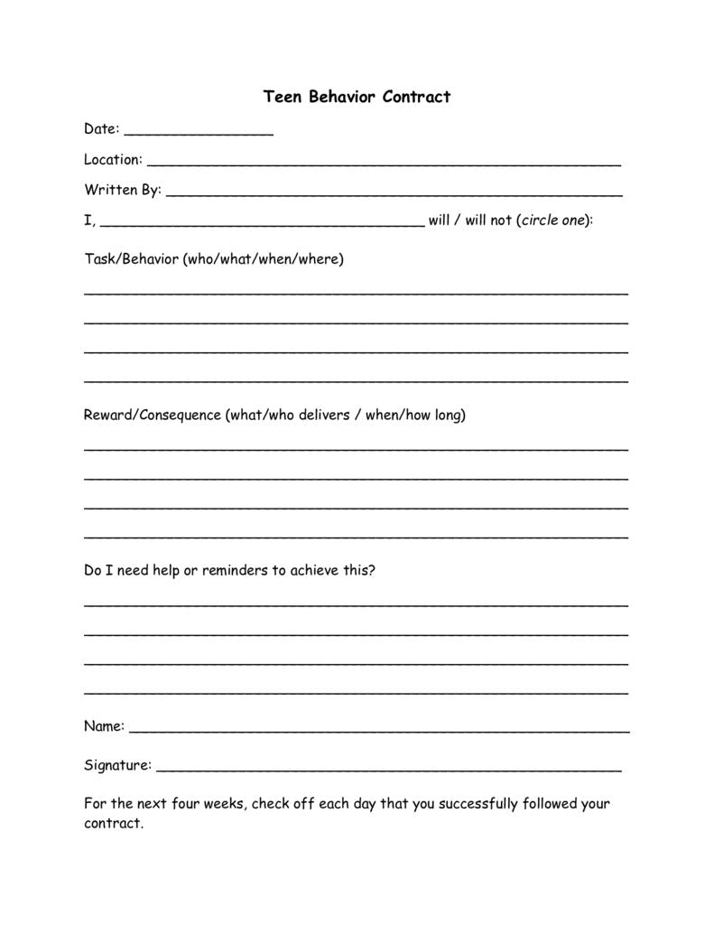 Teen Behavior Contract