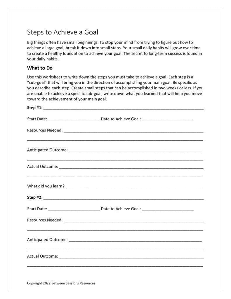 Steps to Achieve a Goal – The Counseling Store