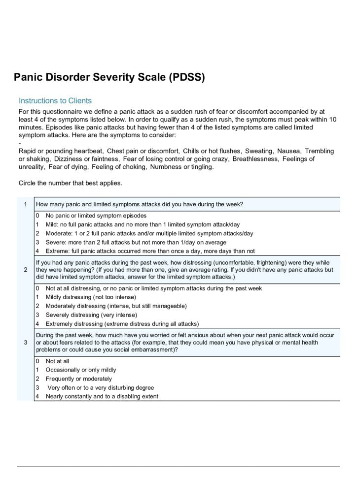 Panic Disorder Severity Scale (PDSS)
