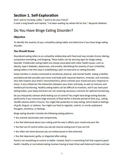 Overcoming Your Binge Eating Disorder Therapeutic Assignment Workbook (PDF)
