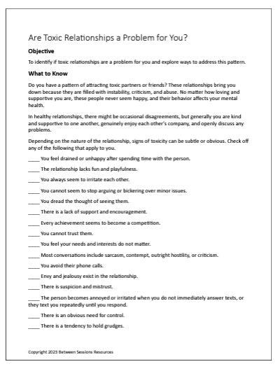 Do You Attract Toxic Relationships? Worksheet