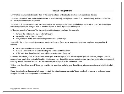 Using a Thought Diary Worksheet