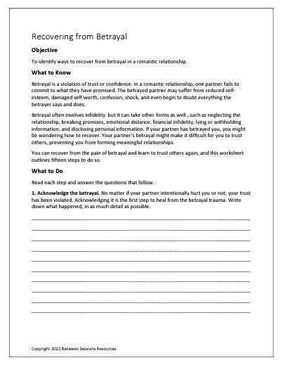 Recovering from Betrayal-Worksheet