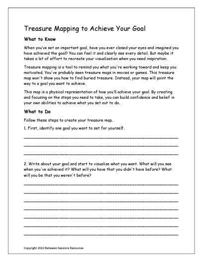 Treasure Mapping to Achieve Your Goal Worksheet (teens)