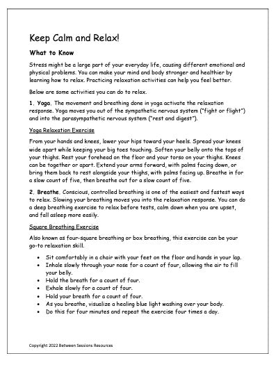 Keep Calm and Relax (Teens)- Worksheet