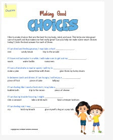 Making Good Choices Worksheet (children)