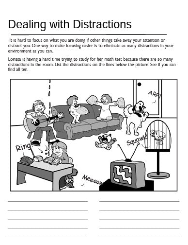 Dealing with Distractions Worksheet (children)