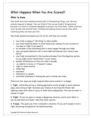 What Happens When You Are Scared (Children/Teens)- Worksheet
