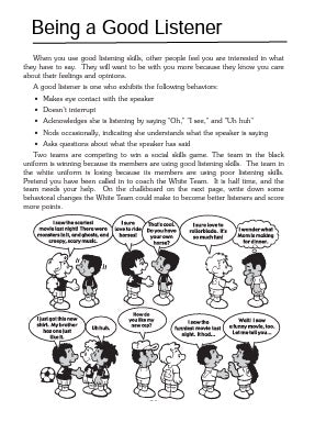 Being a Good Listener Worksheet (children)