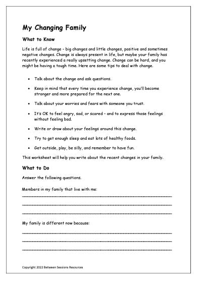 My Changing Family Worksheet (teens)