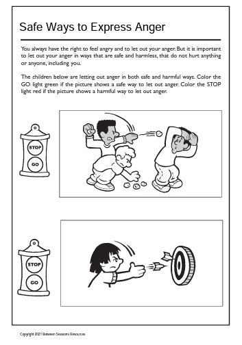 Safe Ways to Express Your Anger Worksheet (children)