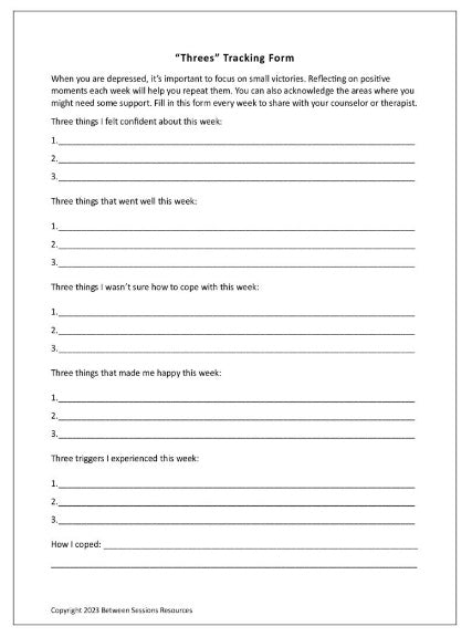 "Threes" Tracking Form- Worksheet