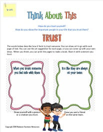 Trust Worksheet.pdf Thinking About Trust Worksheet (children) – The Counseling Store